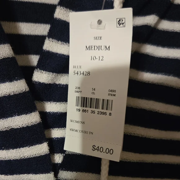 Lands' End Navy and White Striped Hoodie Dress - Picture 3 of 5